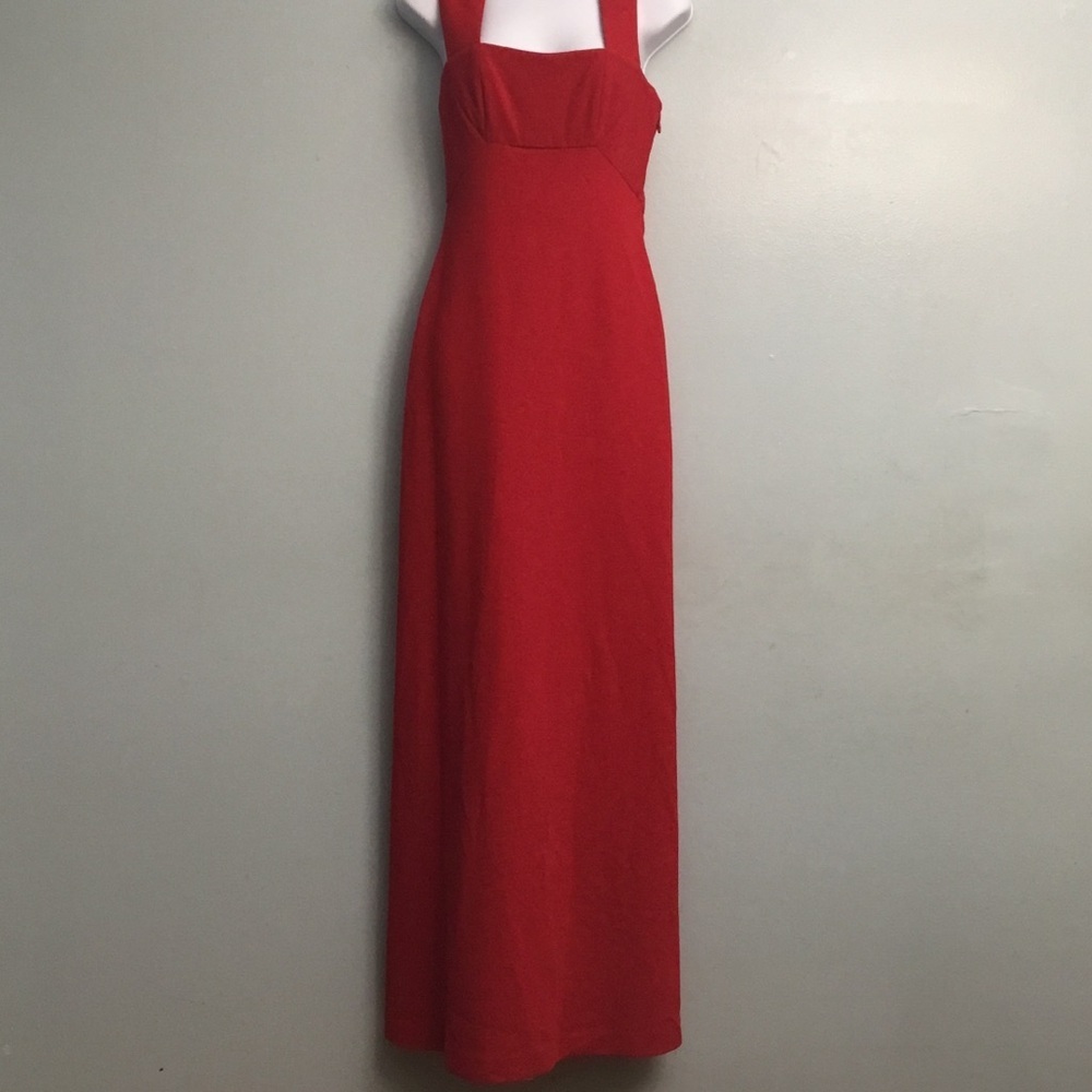 BCBG Vibrant Red Square Neck Sheath Maxi Dress for Prom - Picture 14 of 15